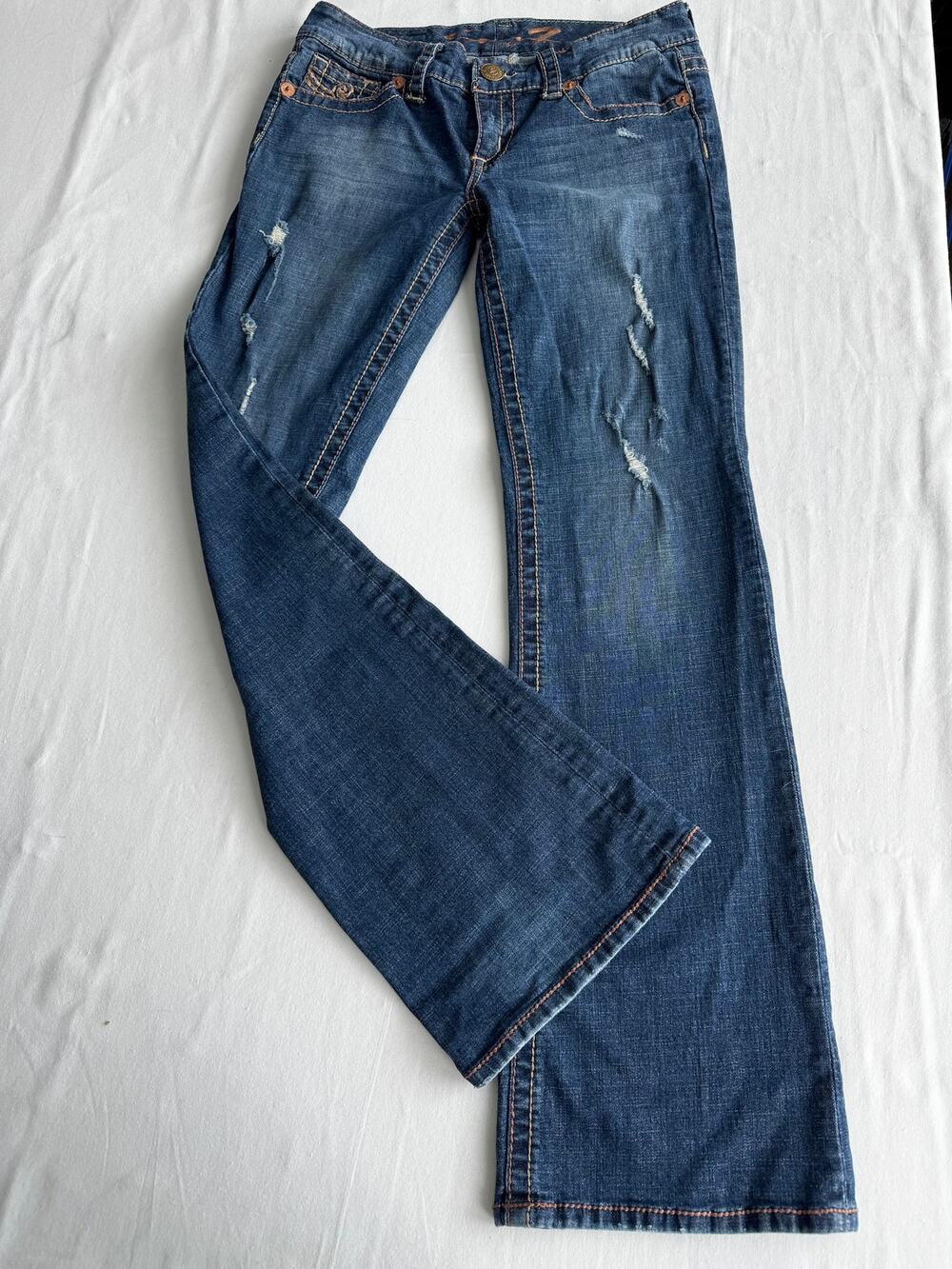 Seven7 Jeans Womens Size 29 Bootcut Distressed Dark Wash Stretch Denim
